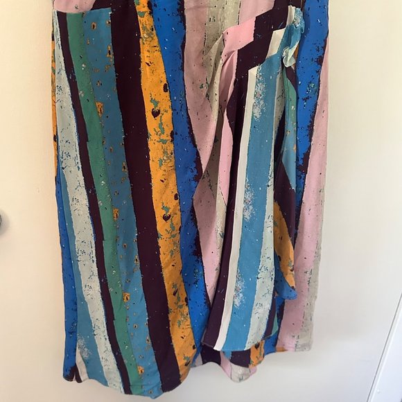 Anthropologie Plenty by Tracy Reese Multicolor Silk Striped Draped Cowl Neck Dre - Picture 5 of 10